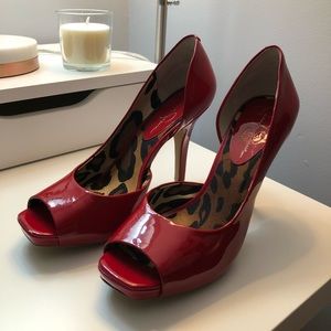 Red Peep Toe Jessica Simpson Pumps